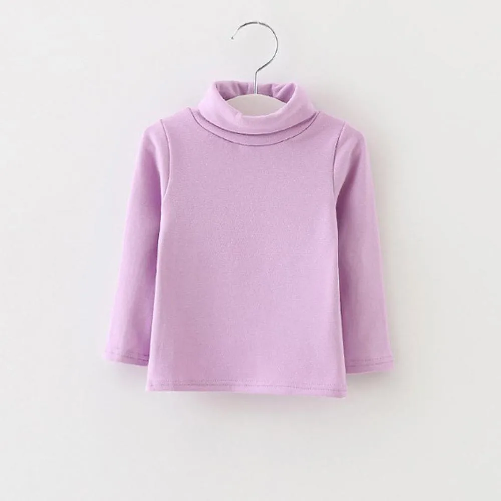 Новинка года; одежда с цветочным рисунком; однотонные топы с длинными рукавами для маленьких девочек; футболка с высоким воротником; теплая одежда; 905 - Цвет: PP