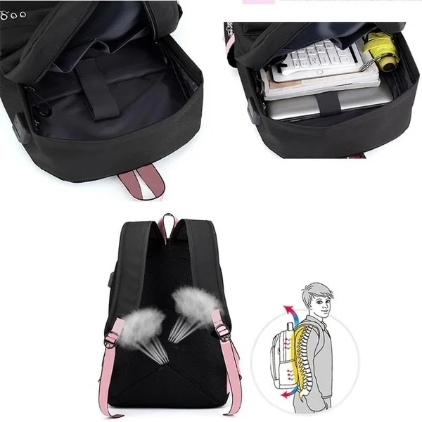 Sac à Dos école ADVANCED SEVEN KEYS 30L - Rose, Port USB, Compartiment PC, Inserts Réfléchissants