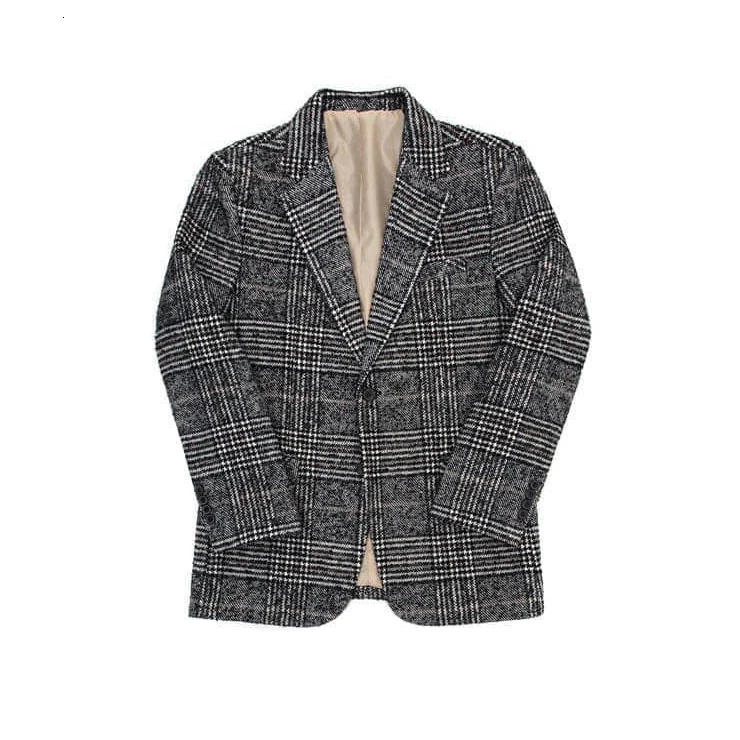 Красивая осенняя и зимняя Корейская версия клетчатого шерстяного утепленного костюма, модная повседневная куртка, пальто, трендовая серая M-2XL