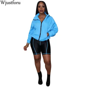 

Wjustforu Sexy Two Piece Set Hoodie Top Biker Shorts Streetwear Casual Tracksuit Women Sports Suit Plus Size Outfits Vestidos