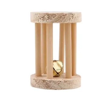 

2017 Natural Pine Dumbells Unicycle Bell Roller Chew Toys For Guinea Pigs Rat Rabbits Small Kitten Puppy Small Wooden Pet Toys
