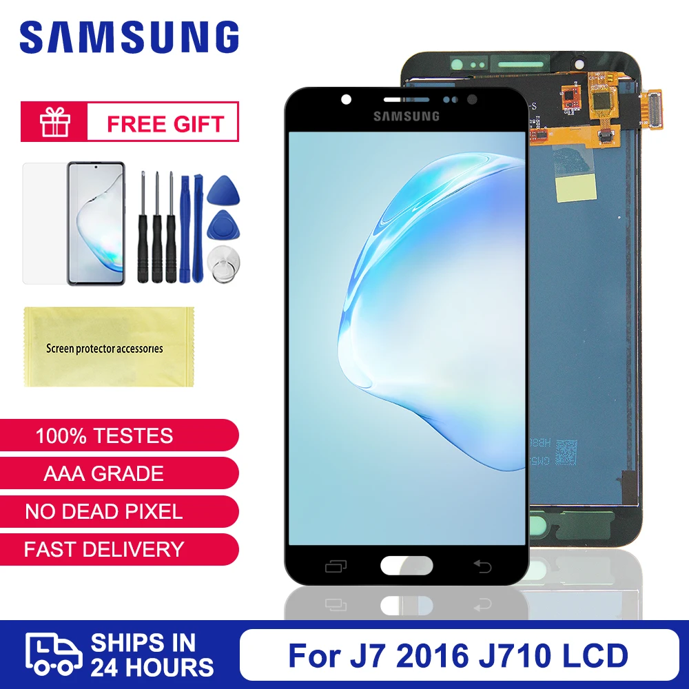 Может регулировать жк дисплей J710 для Samsung Galaxy J7 2016 SM J710FN J710F J710M J710Y с сенсорным
