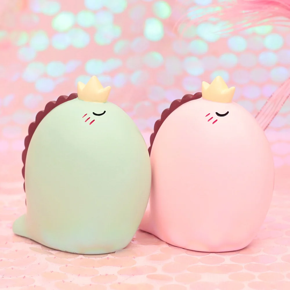 LED Night Light Dinosaur Castle Star Resin Cartoon Figurines Bedroom Lamp Baby Home Decoration Figurines Craft Christmas Gift