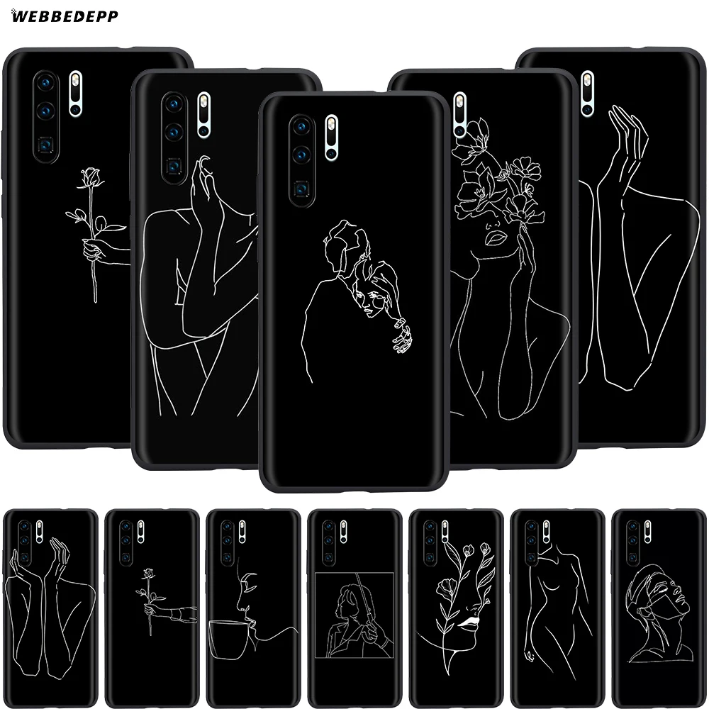 

Webbedepp Drawing Line Art Case for Huawei Mate 10 20 30 Nova 2i 2 3 3i 4 5i Y5 Y6 Y7 Y9 Pro Lite Prime