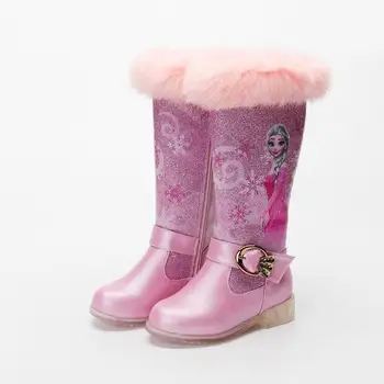 

Disney Children Snow Boots For Girls Cartoon Frozen Elsa Shoes Princess Elsa Long Boots With Fur Waterproof Boots Cartoon Shoes