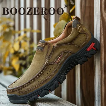 

BOOZEROO Explosion Style British Style Large Size Handmade Leather Shoes Men's High-quality Wear-resistant Hiking Shoes
