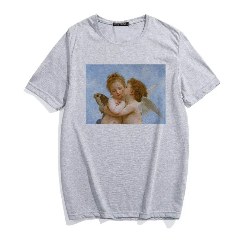 Ulzzang Модные женские футболки с принтом ангела Kawaii, летние свободные футболки с коротким рукавом и круглым вырезом, повседневная одежда, Vogue Tumblr, шикарные топы, футболки - Цвет: 4
