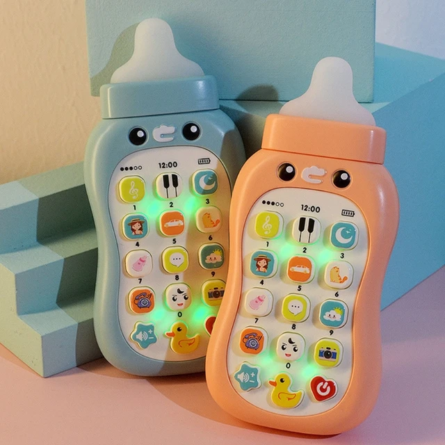 Intelligent Education Cell Phone Musical Bottle Toy, Baby Nibble Pacifier Simulation Bottle for 1+ Years Old Boys Girls 1