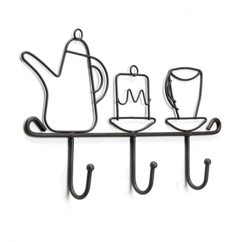 

Wall Mounted Hooks Rack,11 Inches Iron 3 Hooks Kitchen Home Restaurant Keys Coats Cups Decorative