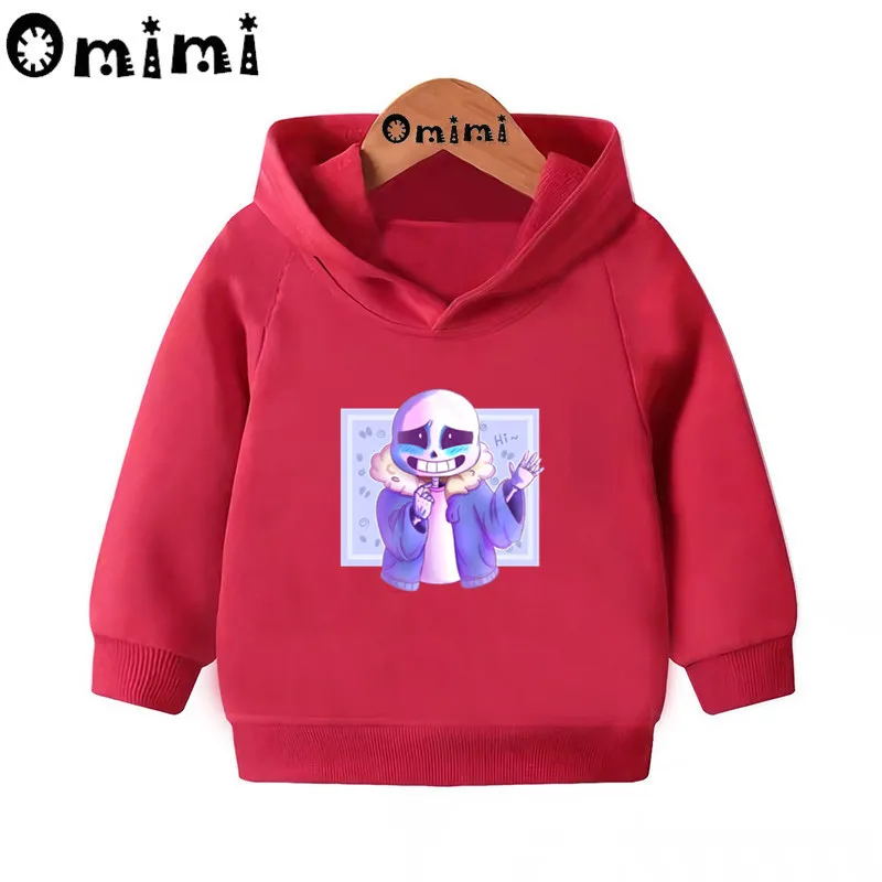 Толстовки с героями мультфильмов «Dabbing Undertale Sans»; детские толстовки с капюшоном; крутой пуловер для малышей; топы для девочек и мальчиков; осенняя одежда; KMT3053 - Цвет: Red-3053N