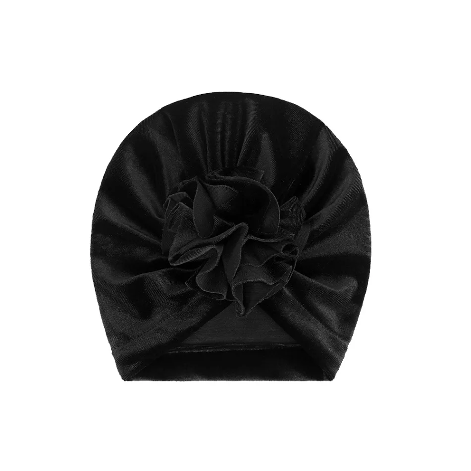black 1 шт., детская Коралловая бархатная шапка, подходящая для мальчиков и девочек, для детей от 1 до 3 лет, теплая рамка для фото в индийском стиле, шапочка - Цвет: black