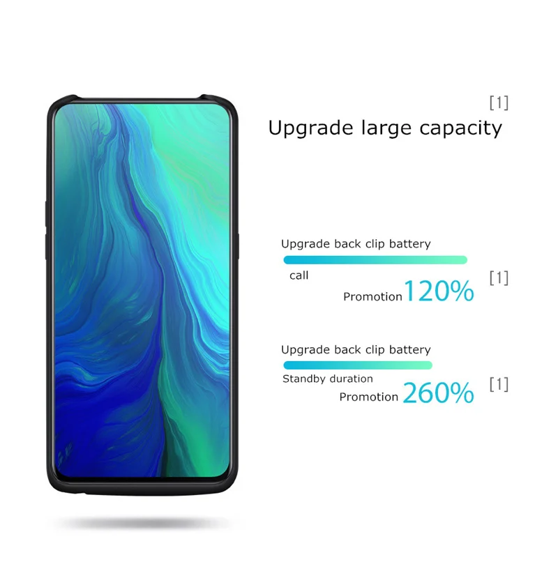 Модные расширительный Батарея Зарядное устройство чехол для OPPO Рено 10X Портативный резервного копирования Powerbank чехол 5000 мА/ч, чехол-аккумулятор