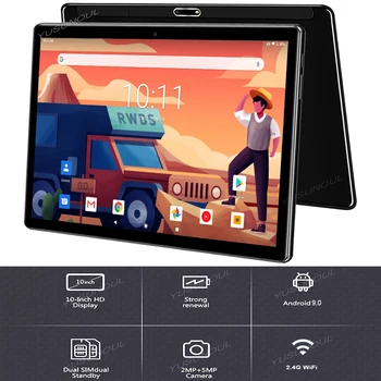 شراء2020 أفضل بيع 10 بوصة 3G مكالمة هاتفية اللوحي الروبوت 9.0 رباعية النواة جوجل اللعب 32GB ROM المزدوج سيم بطاقات WiFi أقراص 10.1