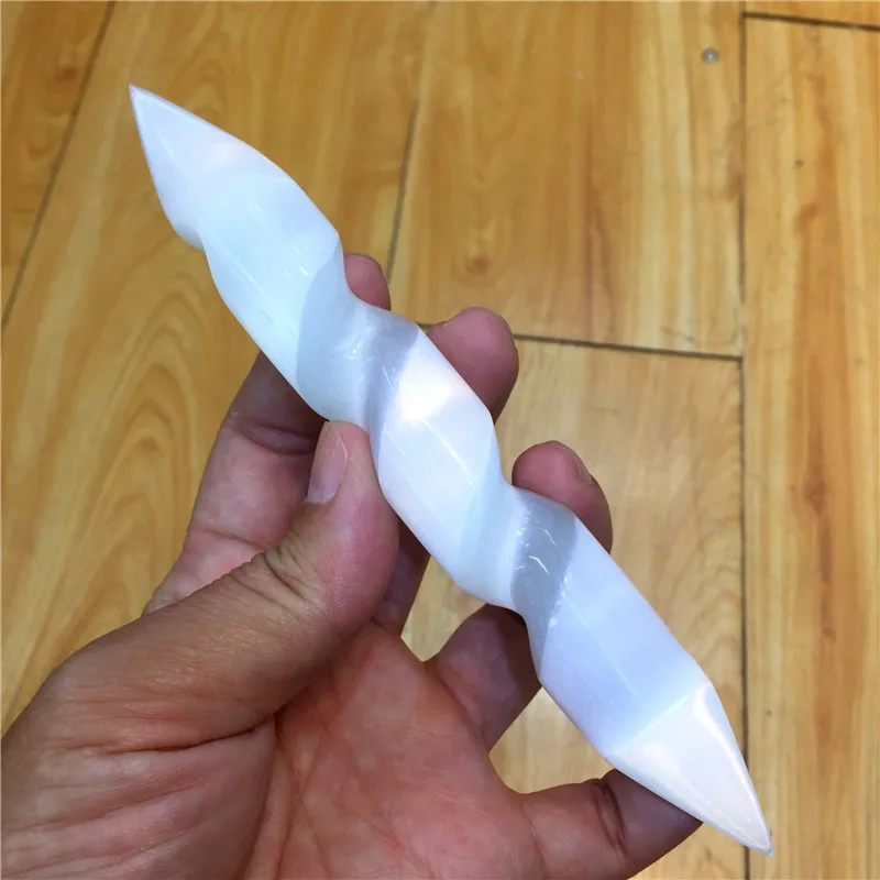 Натуральный белый Selenite палочка кристалл камень цилиндр массажный инструмент Fraueneis образец минерала полированная палочка в качестве подарков