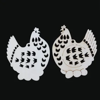 

ANGRLY 10pcs Easter Ornaments Wooden Hanging Hens Decorations with Hemp Ropes Wedding Decoration Party Supplies Craft Supplies
