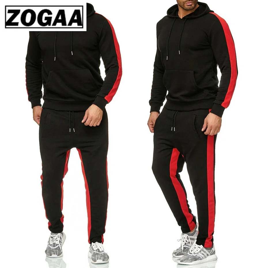 ZOGAA Брендовые мужские спортивные костюмы, повседневный спортивный костюм, комплект из двух предметов, спортивный костюм для фитнеса