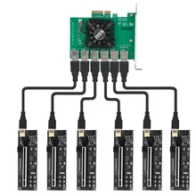 

Newest PCIE 1 to 6 PCI Express X4 20Gb 1 to 6 Riser Card Adapter PCI-E Slot 4X to 16X USB 3.0 Riser Extender For Video Card