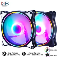 Wovibo-Ventilador PWM RGB de 120mm, 4 pines, silencioso, Molex, 4 pines, para caja de ordenador, Enfriador de CPU, 12V, CC, ajuste de velocidad