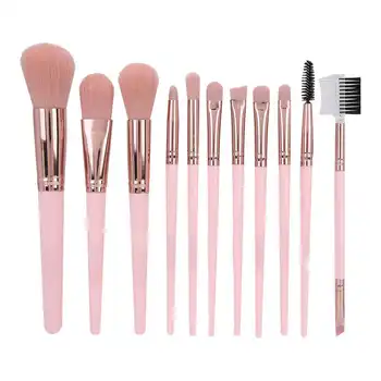 

11pcs Makeup Brush Nylon Face Powder Brush Soft Cosmetics Make Up Brush Set Pink Aluminum Tube Makeup Brushes Set