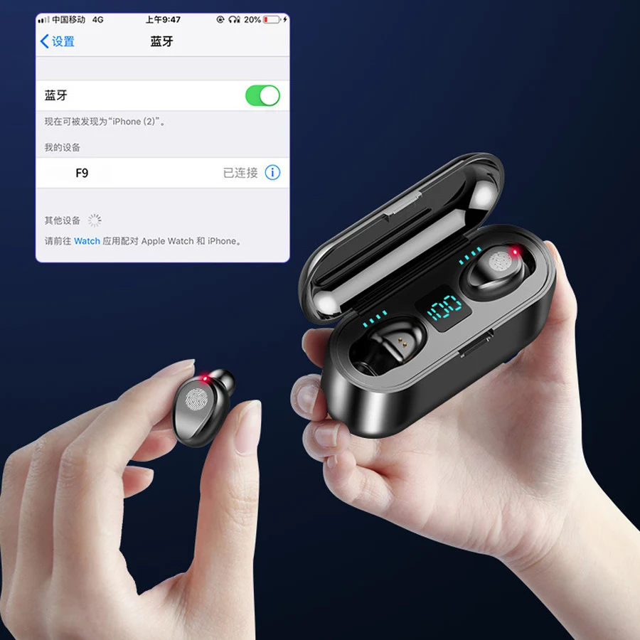 Wireless Headphones Touch Control TWS 5.0 Bluetooth Earphone Wireless 6D stereo Earbuds Music Headset with Microphone