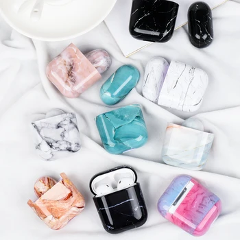 

Marble Cute Water Stickers Earphone Case For Airpods 1 2 Anti-Shockproof Bluetooth Hard Protective Earphone Case For Airpods 1 2