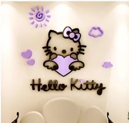 3D Новые DIY HelloKitty стереоскопические наклейки для стен для детской комнаты акриловый кристалл мультфильм спальня фон 3D украшение стены - Цвет: A3