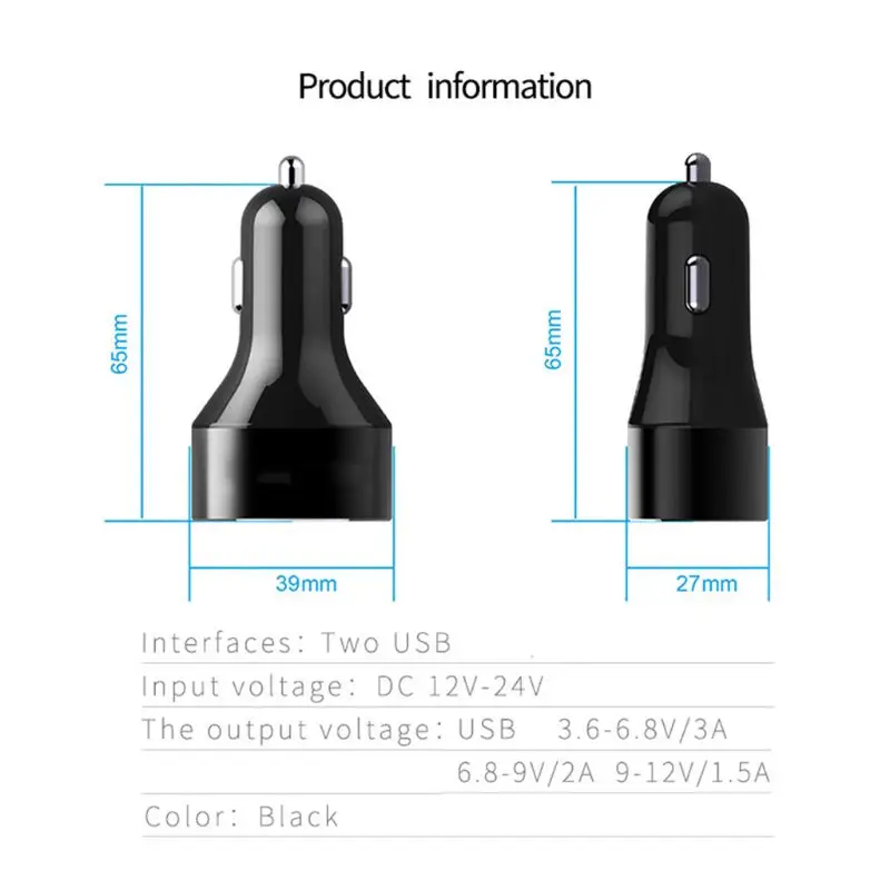 QC3.0 двойной USB Автомобильное зарядное устройство для телефона адаптер быстрой зарядки с светодиодный экран дисплея для iPhone samsung Galaxy Xiaomi huawei и многое другое