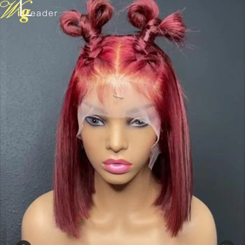 

Short Red Bob Human Hair Lace Front Wigs Preplucked 13x6 Lace Frontal Wigs Free Style Remy Hair Wigs With Baby hair