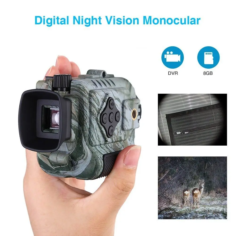 Infrared Mini Night Vision Monocular Digital 5X Optical Sight Video Recording Device Night View in Full Darkness Hunting Patrol