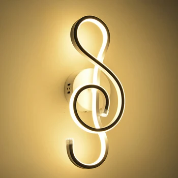 

22W Innovatie Music notes Led wall lamp Indoor Living Room Restaurant Chaud Decoration Lighting Art Stair Black/White