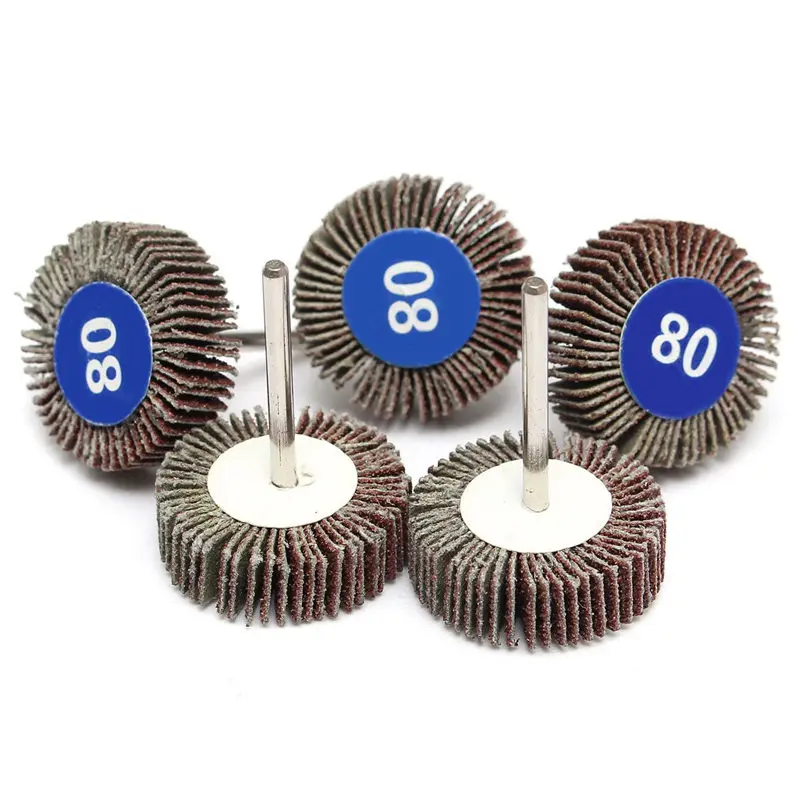 5Pcs 80 Grit Grinding Sanding Polishing Sandpaper Polisher Flap Wheel Discs For Dremel Rotary Tools 32mm