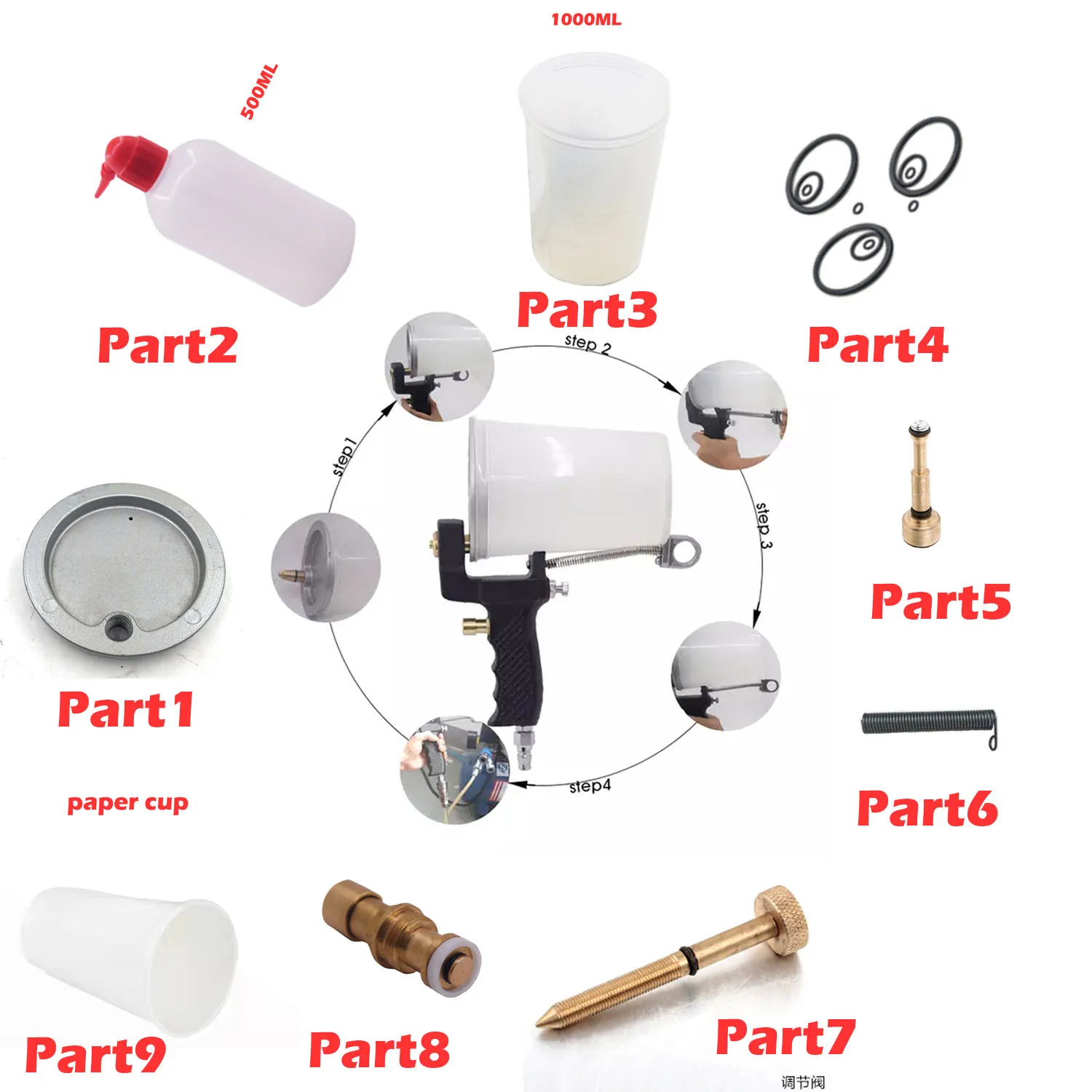 ES100ES200HandHeldAirSprayGunPartsGelCoatSprayerResin