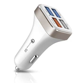 

QC3.0 Car Charger 4 USB 2.4A Adapter Quick Charge Cigarette Lighter For Iphone Samsung Android Mobile Phone Automobile Universal