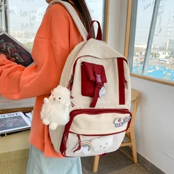 2021 Buckle Badge Women's Backpack Candy Color Fashion Cute Schoolbag Shoulder Student Bag Teenage Girl College School Backpacks