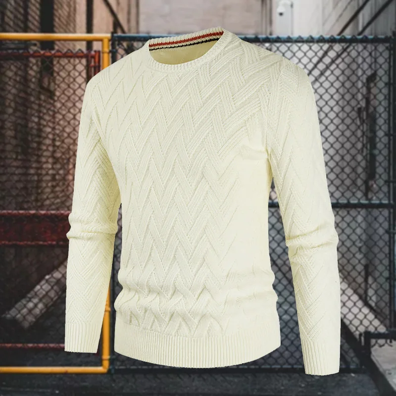 Мужской свитер с круглым вырезом однотонный Повседневный пуловер длинным