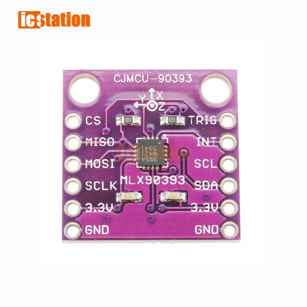 

MLX90393 Digital 3D Hall Sensor Board 16 bit AD Three-Displacement Angle Rotate 3D Position Sensor Module 2.2V-3V