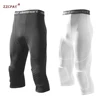 Men's Safety Anti-Collision Pants Basketball Training 3/4 Tights Leggings With Knee Pads Protector Sports Compression Trousers ► Photo 2/6