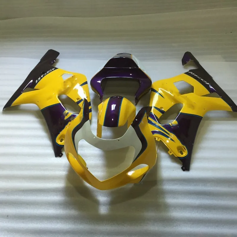 Лучший комплект обтекателей для GSXR600 750 K1 01 02 03 GSXR 600 GSXR750 2001 2002 2003 желтые фиолетовые