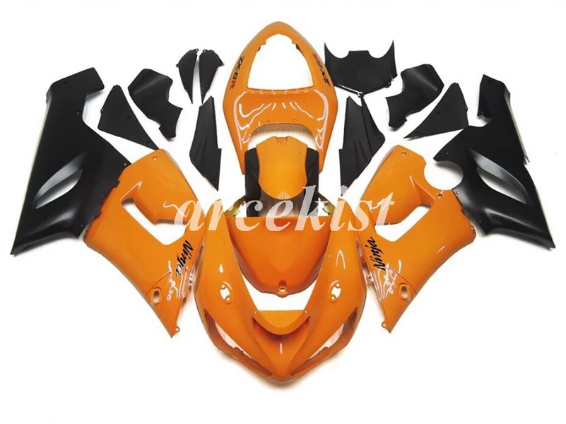 4 подарки набор обтекателей ABS подходит для kawasaki Ninja ZX6R 636 2005 2006 6R 05 06 ZX-6R набор обтекателей оранжевый черный матовый - Цвет: orange black matte