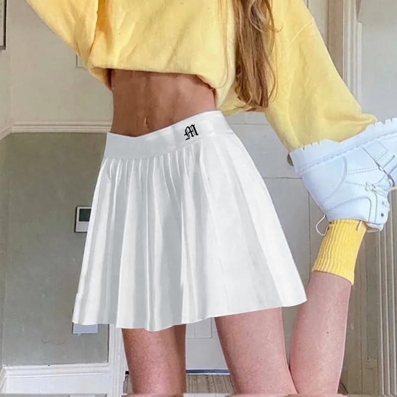 

Fashion Women High Waist Skirt Sexy Pleated Mini Skirt Slim Waist Casual Tennis Uniform Skirt Solid Skirts Streetwear Girls