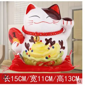 

A Lucky Cat ornaments cashier Japan large ceramic cat piggy piggy bank creative gift shop opened living room small ornaments