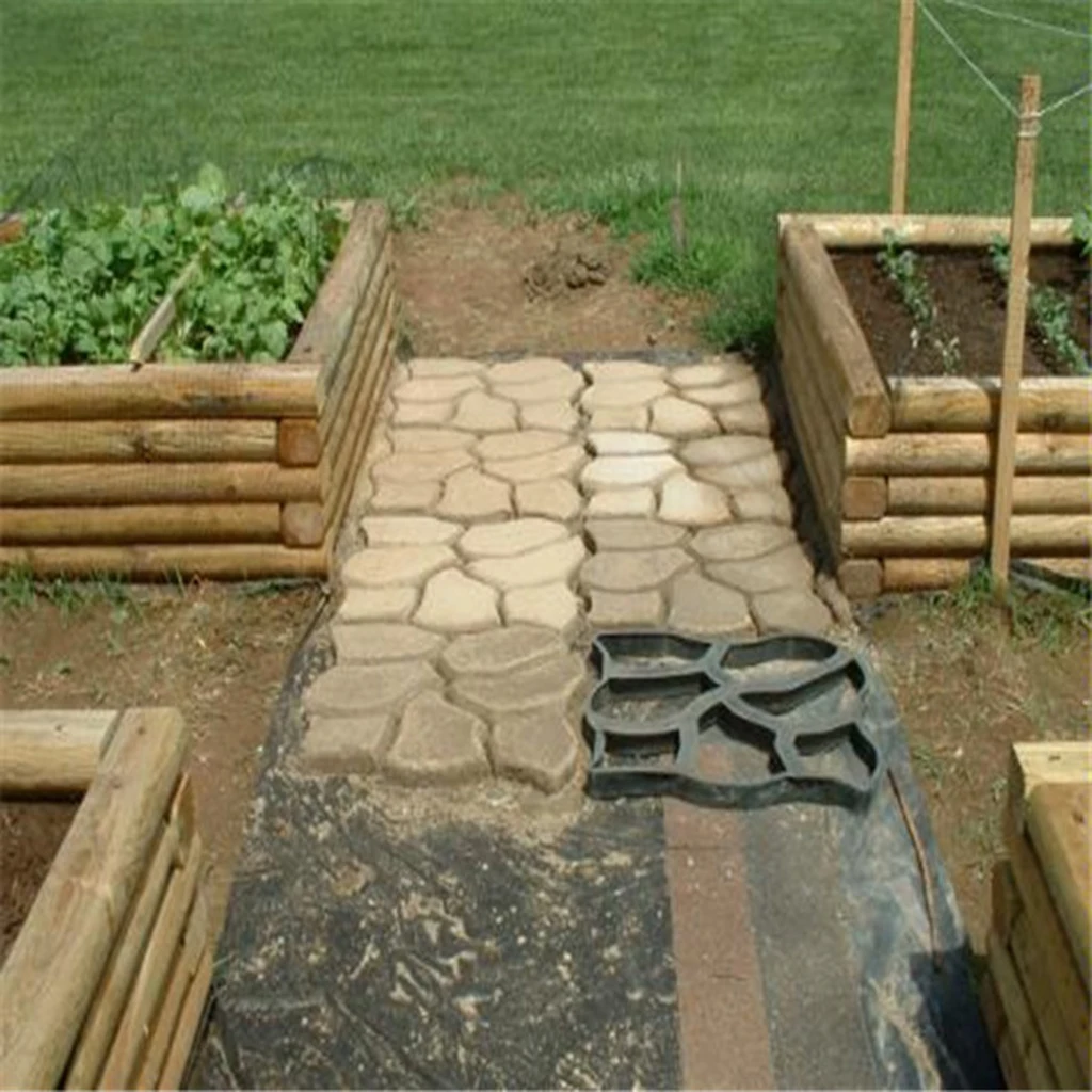 DIY Stepping Stone Block Pavement  Buildings Cement Paver Path Maker Mold Garden Paving Mould