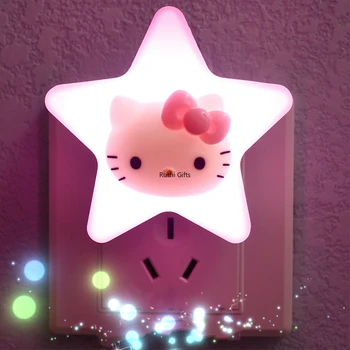 

Induction Night Light Automatic Dimming Helloo Kittty Led Night Light with Sensor 3d Lamp Baby Night Light Home Decor Moon Lamps