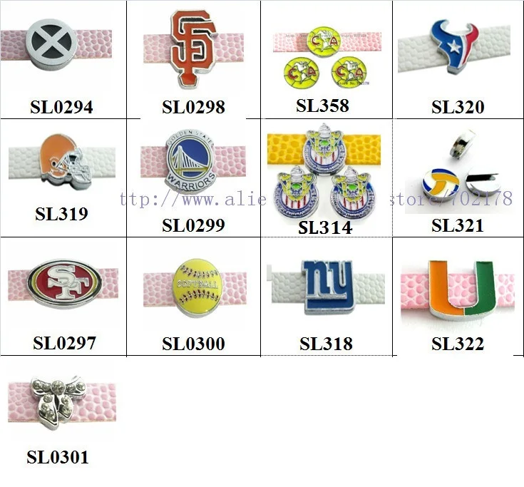 

5pcs slide Charms Mix Style Multiples options! Internal Dia.8mm Jewelry Finding fit 8mm wristband pet collar key chain