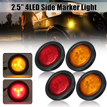 

Truck Trailer 10-30V 12V 2.5" Round Side Marker LED Light Signal Lamp 4LED Amber/Red 1/2PCS Truck Tail Light car light assembly