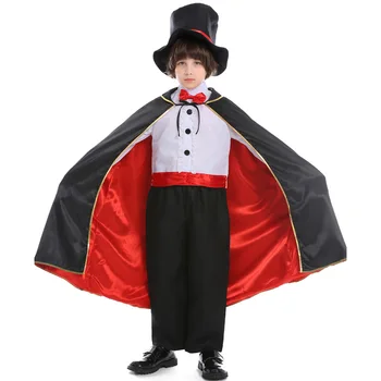 

Halloween Children's Day Magic Magician Performance Costumes Circus Artist Stage Performance Cosplay Cloth with Cloak and Hat