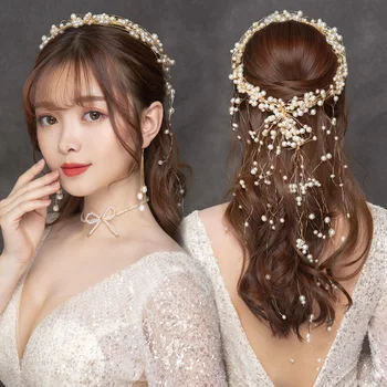 

Modern Elegant Hair Accessories Imitation Pearls Alloy Headdress Earrings Hairpins Set Bride Jewelry Accessories NYZ Sho