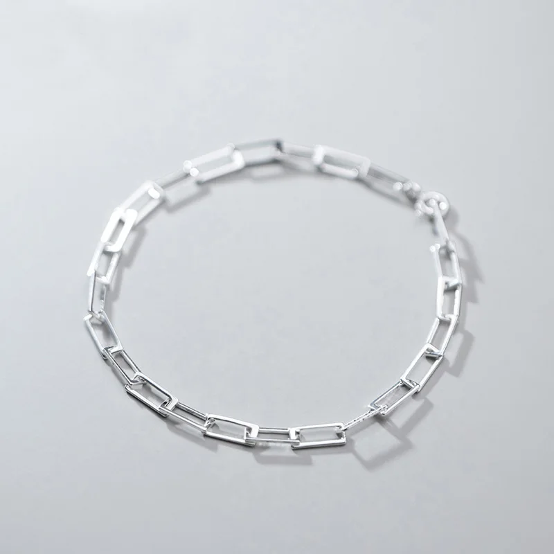 Корейский простой Модный прямоугольник 925 пробы Серебряный браслет ювелирных изделий для женщин девушек дружба Темперамент Подарок