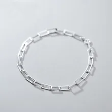 Корейский простой Модный прямоугольник 925 пробы Серебряный браслет ювелирных изделий для женщин девушек дружба Темперамент Подарок