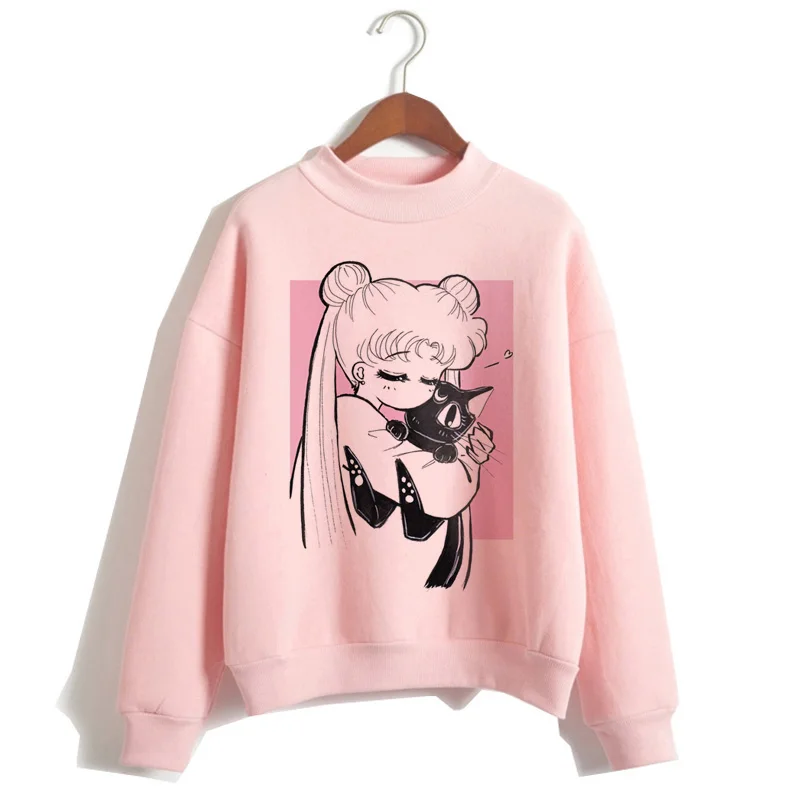 Сейлор Мун Харадзюку Толстовка корейский стиль Ulzzang Kawaii 90s мультфильм одежда пуловеры новые негабаритные с капюшоном уличная